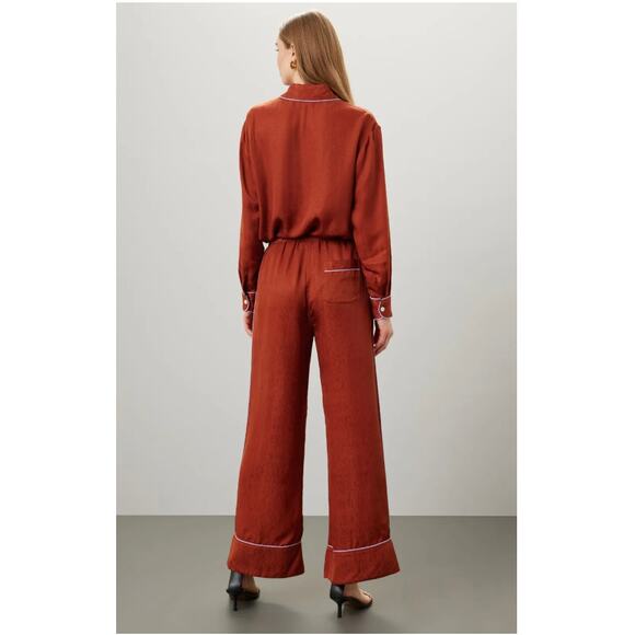 Untitled In Motion Pants Womens XX Large Orange Pink Piped Satin Wide Leg - Picture 3 of 12